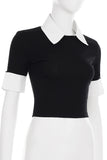 Contrast Collar Short Sleeve T-Shirt