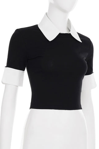 Contrast Collar Short Sleeve T-Shirt