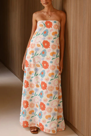 Strapless Floral Maxi Dress