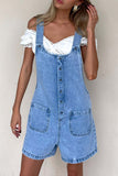 Button-Front Denim Romper