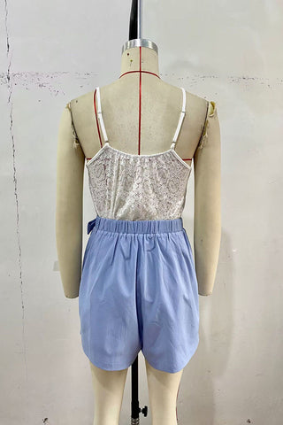 Tie-Waist Lace Romper