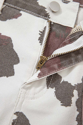 Patterned Straight-Leg Jeans