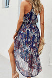 Floral Asymmetric Hem Sleeveless Dress