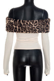 Off-Shoulder Faux Fur Trim Top
