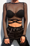 Mesh Long-Sleeve Crop Top