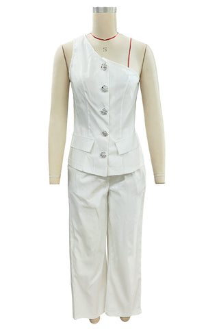 Asymmetric Button-Front Pants Set