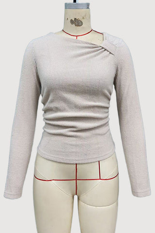 Asymmetrical Long Sleeve Blouse