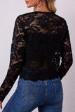 Lace Long-Sleeve Blouse with Open Front