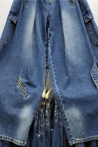 Zipper Detail Wide Leg Jeans