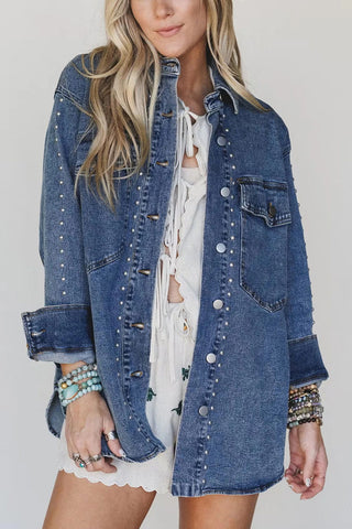 Studded Collar Denim Jacket