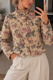 Floral Mock Neck Cropped Jacket