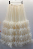 Tiered Ruffle Tulle Midi Skirt