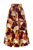 Tiered Drawstring Floral Maxi Skirt