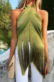Fringe Halter Sleeveless Tank Top