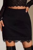Lace Trim Bodycon Mini Skirt