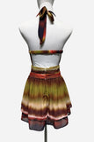 Halter Neck Flared Mini Dress