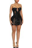 Sequin Lace-Up Cutout Mini Dress