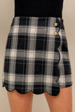 Plaid Skort with Button Details