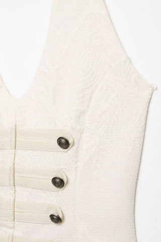 Double Button Detail Halter Tank Top