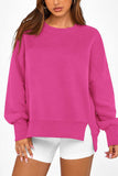 Crew Neck Side Slit Sweatshirt