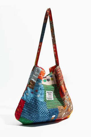 Patchwork Drawstring Tote Bag