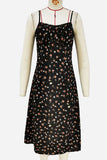 Polka Dot Midi Dress with Side Slit