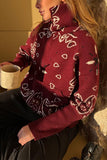 Paisley Knit Zip-Up Cardigan