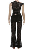 Asymmetric Lace Pants Set