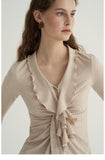 Ruffled V-Neck Cardigan