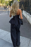 Polka Dot Peplum Pants Set