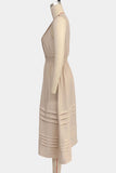 Pleated V-Neck Casual Dress