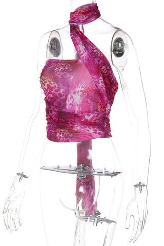 Asymmetric Tie Halter Cami Top