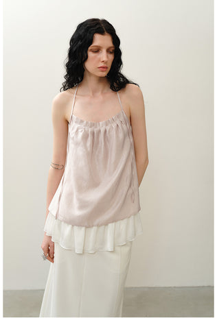 Ruffled Hem Spaghetti Strap Top