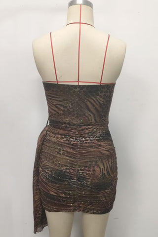 Strapless Animal Print Mini Dress