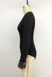 Leopard Trim V-Neck Bodysuit