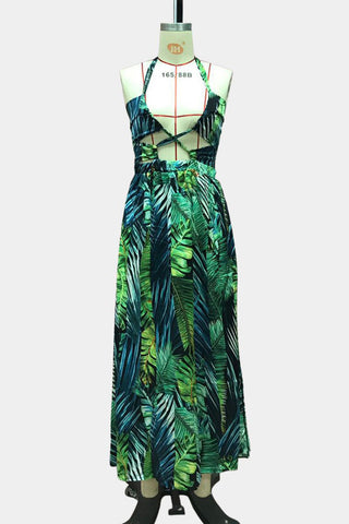 Tropical Halter Maxi Dress