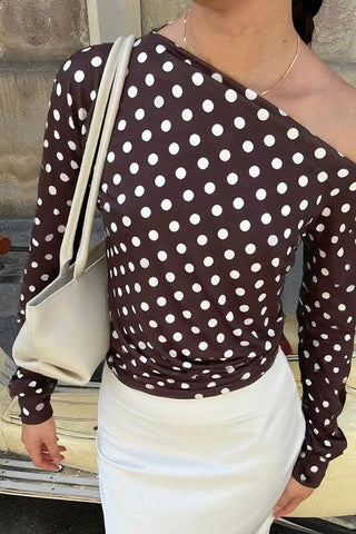 Asymmetrical Polka Dot Blouse