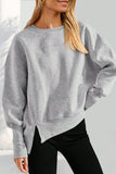 Crew Neck Side Slit Sweatshirt