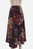 Floral Patchwork Wrap Midi Skirt