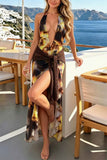 Halter Maxi Dress with Crochet Detail
