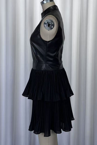 Pleated Ruffle Mini Dress