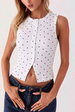 Button-Front Polka Dot Tank Top