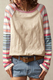 Contrast-Striped Long Sleeve Top