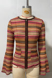 Striped Knit Button-Front Cardigan