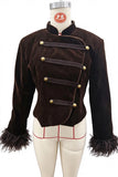Velvet Military Button Mock Neck Coat
