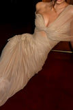 Off-Shoulder Evening Gown with Draped Design