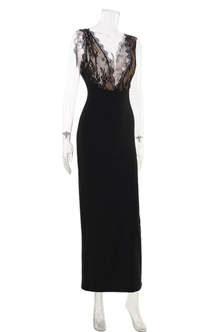 Lace V-Neck Sleeveless Bodycon Dress