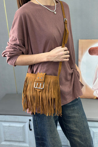 Fringe Buckle Crossbody Bag