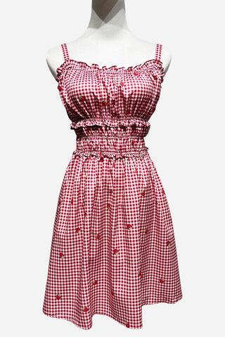 Smocked Gingham Casual Dress