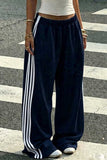 Striped Side Wide-Leg Casual Pants